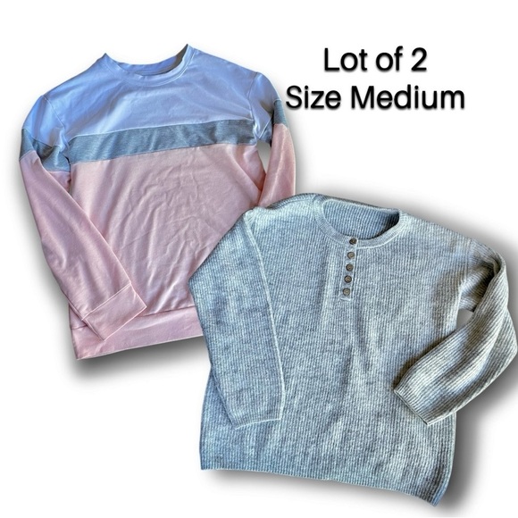 Long Sleeve Pullover Top Sweatshirt Henley Size Medium - Picture 1 of 9
